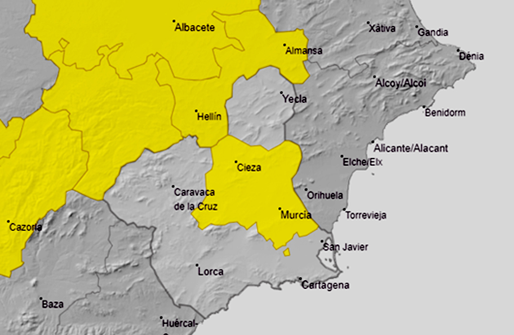 El Altiplano y la Vega del Segura continúan en aviso amarillo por altas temperaturas